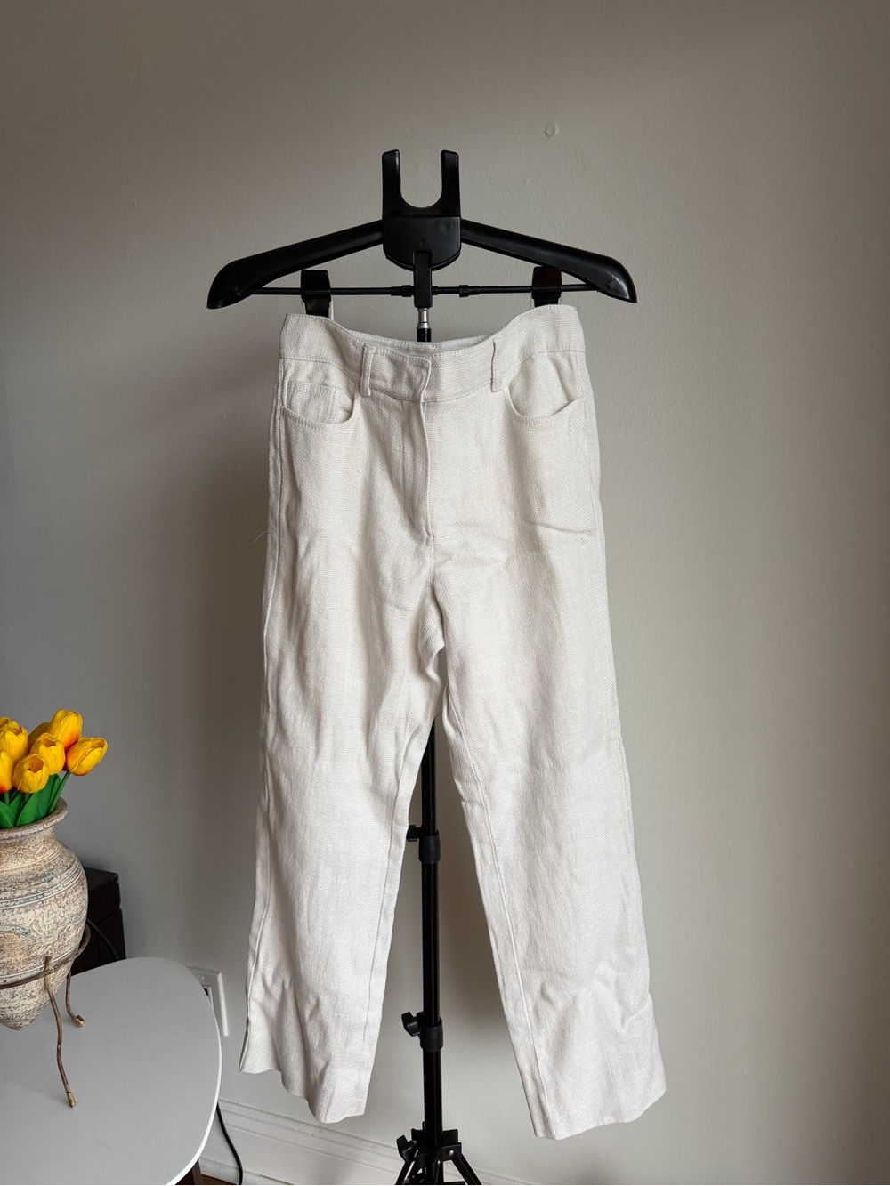 MaxMara Off-White Linen Blend Chinos